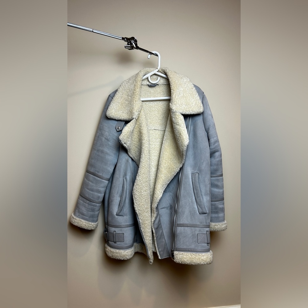 Zara Basic Sky Blue Bomber Coat